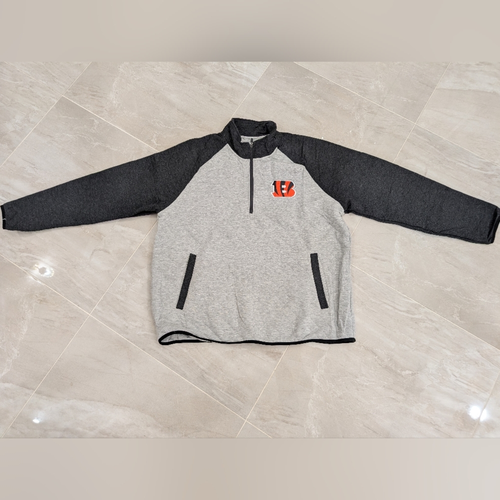Men's Gray and Black Quarter-Zip Pullover Sweater with Logo